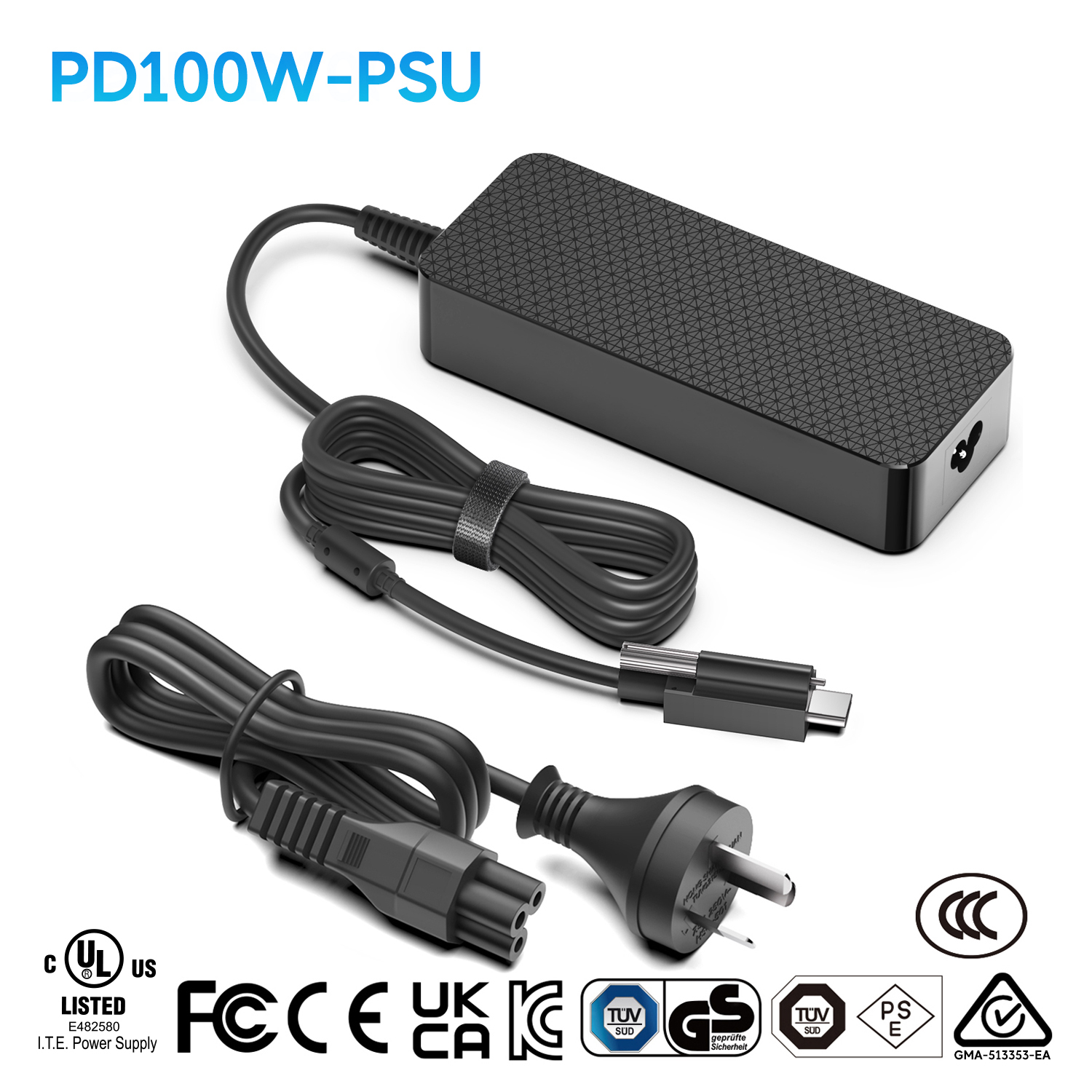 USB-C PD100W Cargador Con Conector De Bloqueo