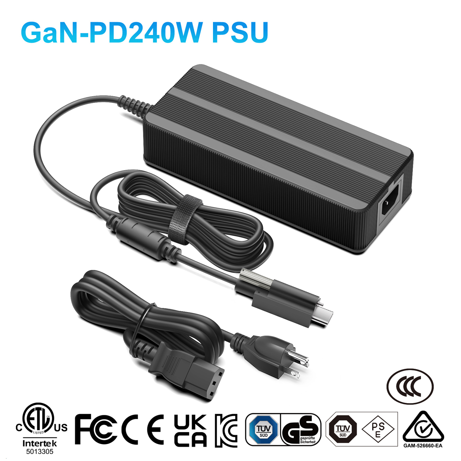GaN USB-C PD240W Cargador Con Conector De Bloqueo