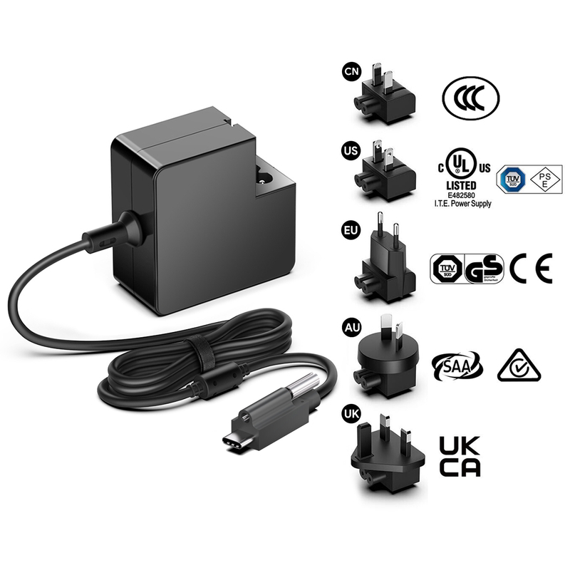 USB-C PD65W Cargador con Conector de Bloqueo Intercambiable Plug