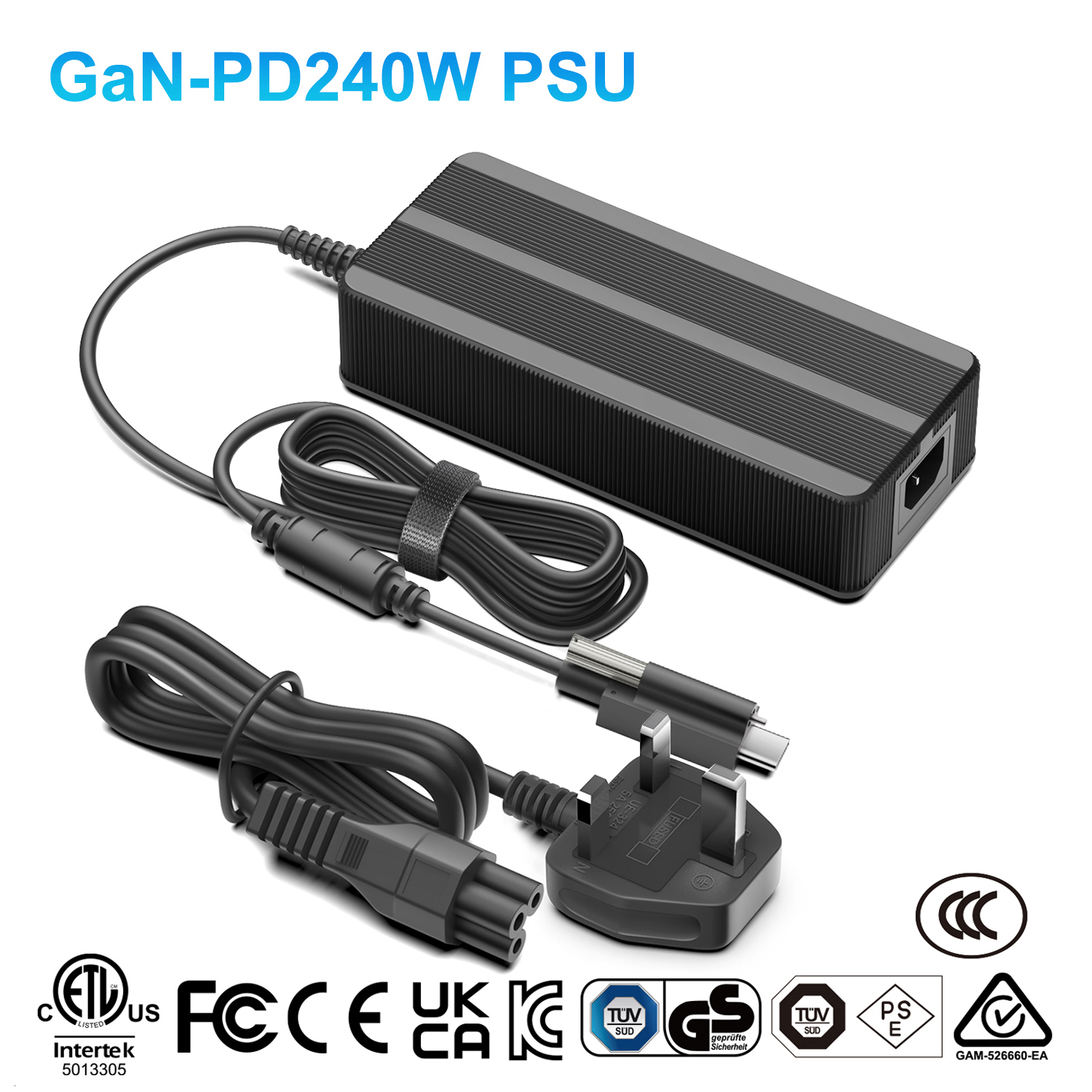 GaN USB-C PD240W Cargador Con Conector De Bloqueo