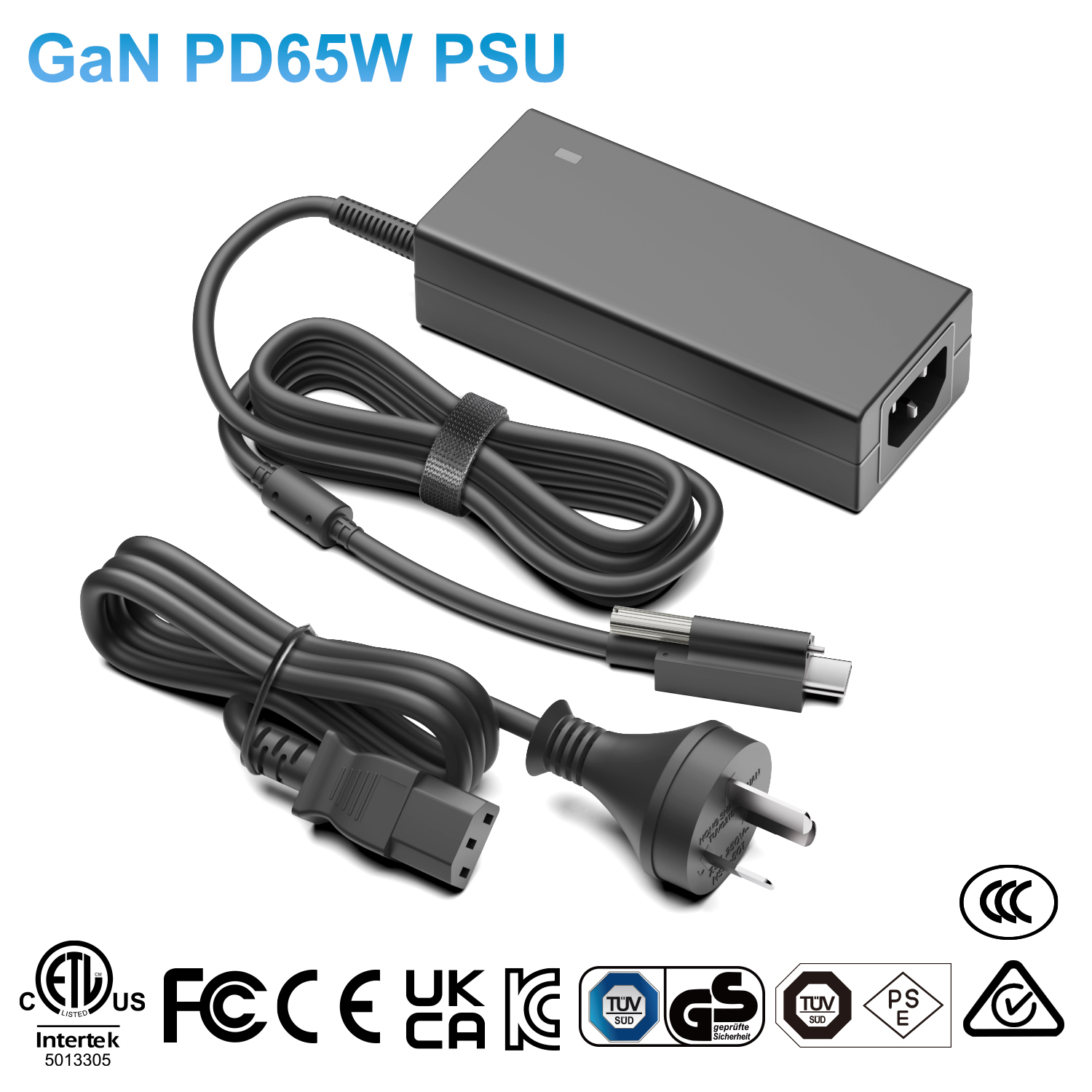 USB-C PD65W Cargador Con Conector De Bloqueo